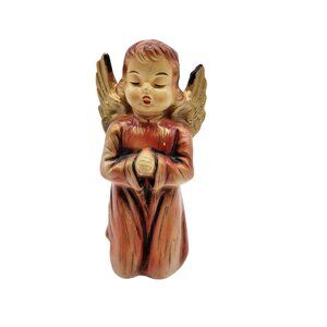 Vintage Chalkware Christmas Angel Figure Kneeling Japan Mark